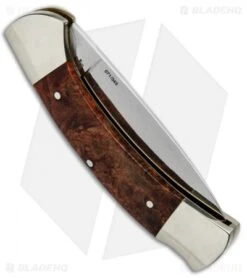 Boker 3000 1674 Lockback Knife Amboina Root Wood (3.375" Satin) 112400 -Spyderco Sales Store Boker 3000 1674 LB Amboina root Wood 112400 BHQ 71010 jr side