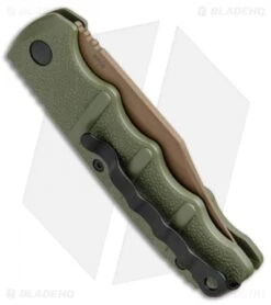 Boker Desert Warrior Kalashnikov Bowie Automatic Knife OD Green (D2 Copper) -Spyderco Sales Store Boker Kalashnikov Bowie Auto Desert Warrior OD Green Copper 01KALS22N BHQ 17106 jr side 2