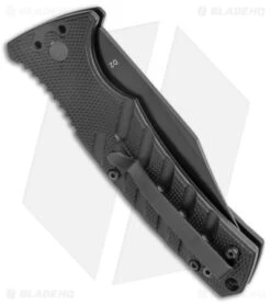 Boker Plus Strike Bowie Automatic Knife Black (3.25" Black ) -Spyderco Sales Store Boker Plus Strike Bowie Auto Black Black BHQ 125300 jr side