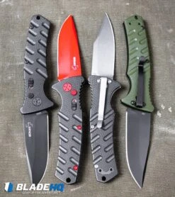 Boker Black Widow Strike Drop Point Automatic Knife Black (3.25" Red D2) -Spyderco Sales Store Boker Plus Strike Drop Point Automatic Knife OD Green Black D2 BHQ 97033 kp canvas bag web 1
