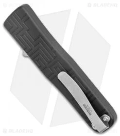 Boker USA OTF Automatic Knife Black Aluminum (3.5" Stonewash) -Spyderco Sales Store Boker USA OTF Auto Black Aluminum SW 06EX260 BHQ 94101 jr side