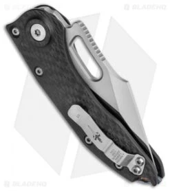 Marfione Custom Borka Blades Stitch Carbon Fiber Automatic Knife (3.75" Mirror) -Spyderco Sales Store Marfione Custom Borka Blades Stitch Carbon Fiber Automatic Knife Mirror Polish BHQ 118912 LS Side
