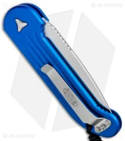 Microtech LUDT Automatic Knife Blue (3.4" Satin) 135-4BL -Spyderco Sales Store Microtech LUDT Auto Blue Satin 135 4BL BHQ 72399 jr side