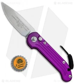 Microtech LUDT Automatic Knife Violet (3.4" Stonewash) 135-10 VI -Spyderco Sales Store Microtech LUDT Auto Violet SW 135 10VI BHQ 72405 jr bottlecap