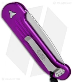 Microtech LUDT Automatic Knife Violet (3.4" Stonewash) 135-10 VI -Spyderco Sales Store Microtech LUDT Auto Violet SW 135 10VI BHQ 72405 jr side