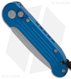 Microtech LUDT Automatic Knife Blue (3.4" Stonewash) 135-10BL -Spyderco Sales Store Microtech LUDT Automatic Knife Blue 3in SW BHQ 33392 td spine