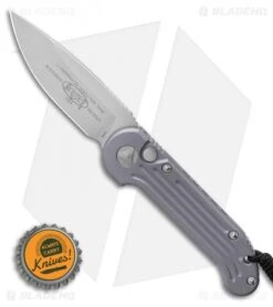 Microtech LUDT Automatic Knife Gray Aluminum (3.4" Stonewash) 135-10GY -Spyderco Sales Store Microtech LUDT Automatic Knife Gray 3.4 Apocalyptic135 10APGY BHQ 48921 LS Bottlecap
