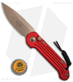 Microtech LUDT Automatic Knife Red (3.4" Bronze) 135-13RD -Spyderco Sales Store Microtech LUDT Automatic Knife Red 3in Bronze BHQ 50130 td size