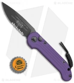 Microtech LUDT Automatic Knife Purple (3.4" Black Serr) 135-2PU -Spyderco Sales Store Microtech LUDT Prpl Black Serr 135 2PU BHQ 69023 jr bottlecap