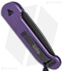 Microtech LUDT Automatic Knife Purple (3.4" Black Serr) 135-2PU -Spyderco Sales Store Microtech LUDT Prpl Black Serr 135 2PU BHQ 69023 jr side