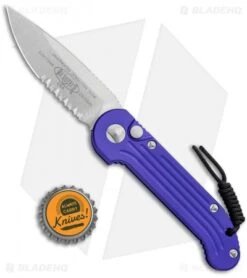 Microtech LUDT Automatic Knife Purple (3.4" Stonewash Serr) 135-11PU -Spyderco Sales Store Microtech LUDT Standard Purple SW Serr 135 11PU BHQ 111436 jr bottlecap 1