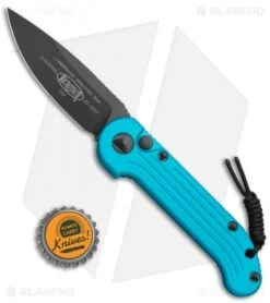 Microtech LUDT Automatic Knife Turquoise (3.4" Black) 135-1TQ -Spyderco Sales Store Microtech LUDT Turq Black 135 1TQ BHQ 69020 jr bottlecap 1