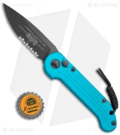 Microtech LUDT Automatic Knife Turquoise (3.4" Black Serr) 135-2TQ -Spyderco Sales Store Microtech LUDT Turq Black Serr 135 2TQ BHQ 69022 jr bottlecap