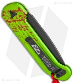 Microtech LUDT Zombie Edition Automatic Knife (3.4" Black Serr) 135-2Z -Spyderco Sales Store Microtech LUDT Zombie Edition Auto Black Serr 135 2Z BHQ 113539 jr side