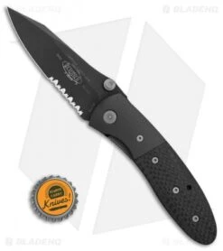 Microtech Lightfoot LCC D/A Automatic Knife Carbon Fiber (3.5" Black Serr) 05/01 -Spyderco Sales Store Microtech Lightfoot LCC DA CF Black Serr BHQ 9555 er bottlecap jr