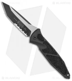 Microtech Socom Elite Automatic Knife Black Aluminum (4" Two-Tone Serr) 161A-2T