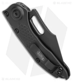 Microtech Stitch-A S/E Automatic Knife Black (3.75" Black) -Spyderco Sales Store Microtech Stitch A SE Auto Black Black BHQ 180444 jr side