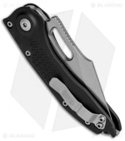 Microtech Stitch Automatic Knife Black (3.75" Stonewash) 169-10 -Spyderco Sales Store Microtech Stitch Black SW 169 10 BHQ 71981 jr side