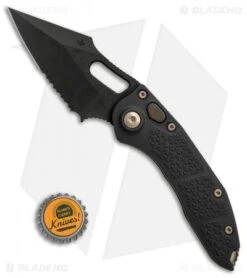 Microtech Stitch Automatic Knife Black (3.75" Apocalyptic DLC Serr) 169-2 DLC -Spyderco Sales Store Microtech Stitch black apocalyptic DLC serr BHQ 71366 er size