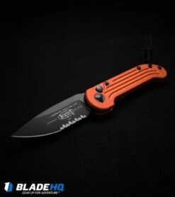 Microtech LUDT Automatic Knife Orange (3.4" Black Serr) 135-2OR -Spyderco Sales Store Microtech ludt black serr orange 135 2or dl black