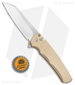 Pro-Tech Custom Malibu Plunge Lock Knife Bronze Aluminum (3.3" Polish 20CV) -Spyderco Sales Store Pro Tech Limited Malibu Plunge Lock Bronze Aluminum SW BHQ 174793 jr bottlecap