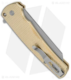 Pro-Tech Limited Malibu Reverse Tanto Plunge Lock Knife Aluminum (3.3" SW) -Spyderco Sales Store Pro Tech Limited Malibu Reverse Tanto Plunge Lock Textured Bronze SW BHQ 147090 jr side