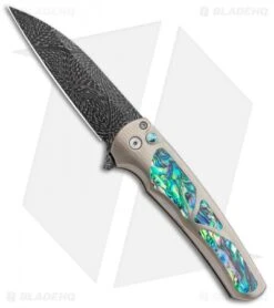 Pro-Tech Malibu Custom Flipper Knife Orange Peel (3.3" Chad Damascus) Abalone
