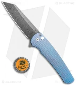 Pro-Tech Malibu Custom Reverse Tanto Plunge Lock Flipper 3D Blue Ti (3.3" Dama) -Spyderco Sales Store Pro Tech Malibu Custom Reverse Tanto Plunge Lock Flipper 3D Blue Ti Damascus 5242 BLUE BHQ 122299 jr bottlecap