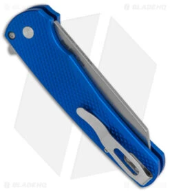 Pro-Tech Malibu Reverse Tanto Knife Textured Blue Aluminum (3.3" SW) Blade Show -Spyderco Sales Store Pro Tech Malibu Reverse TAnto Textured Blue Aluminum SW Blade Show BHQ 146591 jr side