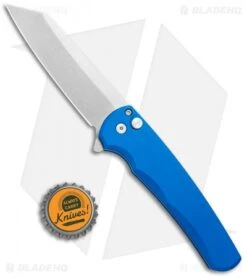 Pro-Tech Malibu Reverse Tanto Plunge Lock Flipper Knife Blue (3.3" Stonewash) -Spyderco Sales Store Pro Tech Malibu Reverse Tanto Plunge Lock Blue SW BHQ 113783 jr bottlecap