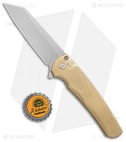 Pro-Tech Limited Malibu Reverse Tanto Plunge Lock Knife Bronze (3.3" Stonewash) -Spyderco Sales Store Pro Tech Malibu Reverse Tanto Plunge Lock Flipper SW Bronze SW 5210 BHQ 137937 jr bottlecap