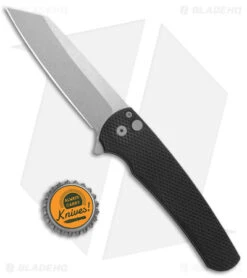 Pro-Tech Malibu Reverse Tanto Flipper Knife Textured Black Al (3.3" Stonewash) -Spyderco Sales Store Pro Tech Malibu Reverse Tanto Textured Black Aluminum SW BHQ 140365 jr bottlecap