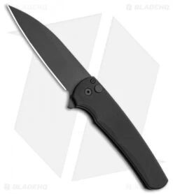 Pro-Tech Malibu Wharncliffe Plunge Lock Flipper Knife Black (3.3" Black DLC)