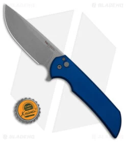 Pro-Tech Mordax Plunge Lock Flipper Knife Blue (3.5" SW MagnaCut) MX101-BLUE -Spyderco Sales Store Pro Tech Mordax Plunge LFK Blue 3in SW Magna Cut BHQ 180554 td size