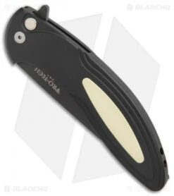 Pro-Tech Cambria Flipper Knife Tuxedo Black W/ Ivory Micarta (3.5" Black) CF52 -Spyderco Sales Store Protech Cambria flipper tuxedo black ivory micarta black CF52 BHQ 74268 er spine