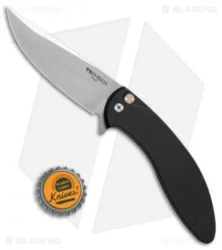Pro-Tech Cambria Prototype Flipper Knife Black Aluminum (3.5" Stonewash) -Spyderco Sales Store Protech Cambria prototype black aluminum sw BHQ 71350 er size