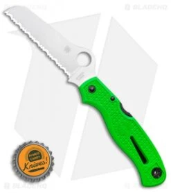 Spyderco Atlantic Salt Folding Dive Knife Green FRN (3.69" Satin Serr LC200N) -Spyderco Sales Store Spyderco Atlantic Salt Folding Dive Knife Green FRN 3.69 Satin Serr LC200N BHQ 116274 LS Bottlecap