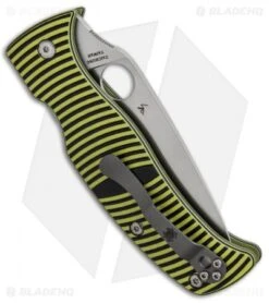 Spyderco Caribbean Compression Lock Knife Black/Yellow G-10 (Full Serr) C217GS -Spyderco Sales Store Spyderco Caribbean Compression Lock Black Yellow G 10 Satin Serr C217GS BHQ 67354 jr side