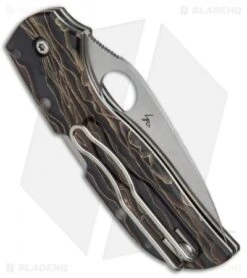 Spyderco Chaparral Folding Knife Raffir Noble Brass/Acrylic (2.8" Satin) C152RNP -Spyderco Sales Store Spyderco Chaparral Raffir Noble Brass Acrylic C152RNP BHQ 50826 jr side