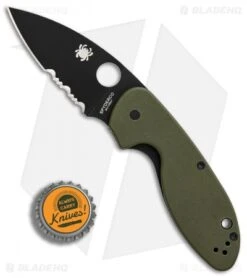 Spyderco Efficient Liner Lock Knife Green G-10 (3" Black Serr) C216GPSGRBK -Spyderco Sales Store Spyderco Efficient Green G10 Black Part Serr BHQ 85710 er bottlecap