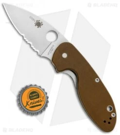 Spyderco Efficient Liner Lock Knife Brown G-10 (3" Satin Serr) C216GPSBBN -Spyderco Sales Store Spyderco Efficient LL Brown G 10 Satin Serr C216GPSBN BHQ 88533 jr bottlecap
