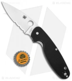 Spyderco Emphasis Liner Lock Knife Black G-10 (3.61" Satin Serr) C245GPS -Spyderco Sales Store Spyderco Emphasis LL Black G 10 Satin Serr C245GPS BHQ 97495 jr bottlecap