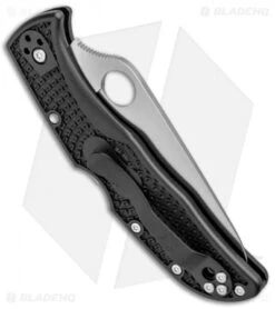 Spyderco Endela Lightweight Lockback Knife Black FRN (3.41" Satin Serr) C243SBK -Spyderco Sales Store Spyderco Endela Lightweight LB Black FRN Satin Serr C243SBK BHQ 97497 jr side