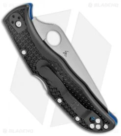 Spyderco Endela Thin Blue Line Knife Black FRN (3.4" Serr Satin) C243FPSBKBL -Spyderco Sales Store Spyderco Endela Thin Blue Line Black FRN Satin Serr C243FPSBKBL BHQ 125858 jr side