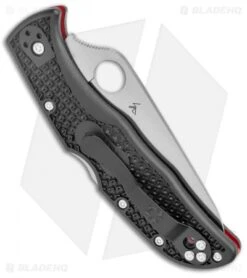 Spyderco Endela Thin Red Line Knife Black FRN (3.4" Serr Satin) C243FPSBKRD -Spyderco Sales Store Spyderco Endela Thin Red Line Black FRN Satin Serr C243FPSBKRD BHQ 125866 jr side