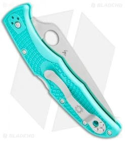 Spyderco Endura 4 Knife Flat Ground Tantalizing Teal FRN (3.75" Satin) -Spyderco Sales Store Spyderco Endura 4 Flat Ground Tantalizing Teal FRN Satin C10FPTLS30V BHQ 112174 jr side