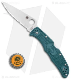 Spyderco Endura 4 Lightweight Knife Blue FRN (3.8" Full Serr) C10FSK390 -Spyderco Sales Store Spyderco Endura 4 Lightweight Knife Blue FRN 3in Serr BHQ 121022 td size