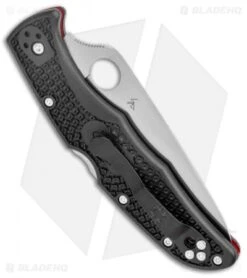 Spyderco Endura 4 Thin Red Line Knife Black FRN (3.75" Serr Satin) C10FPSBKRD -Spyderco Sales Store Spyderco Endura 4 Thin Red Line Black FRN Satin Serr C10FPSBKRD BHQ 125865 jr side