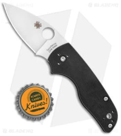 Spyderco Lil' Native Slip Joint Knife Black G-10 (2.4" Satin) C230NLGP -Spyderco Sales Store Spyderco Lil Native SJ Black G 10 Satin BHQ 121039 jr bottlecap