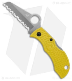 Spyderco Manbug Salt H2 Lightweight Knife Yellow (1.9" Satin Full Serr) MYLS